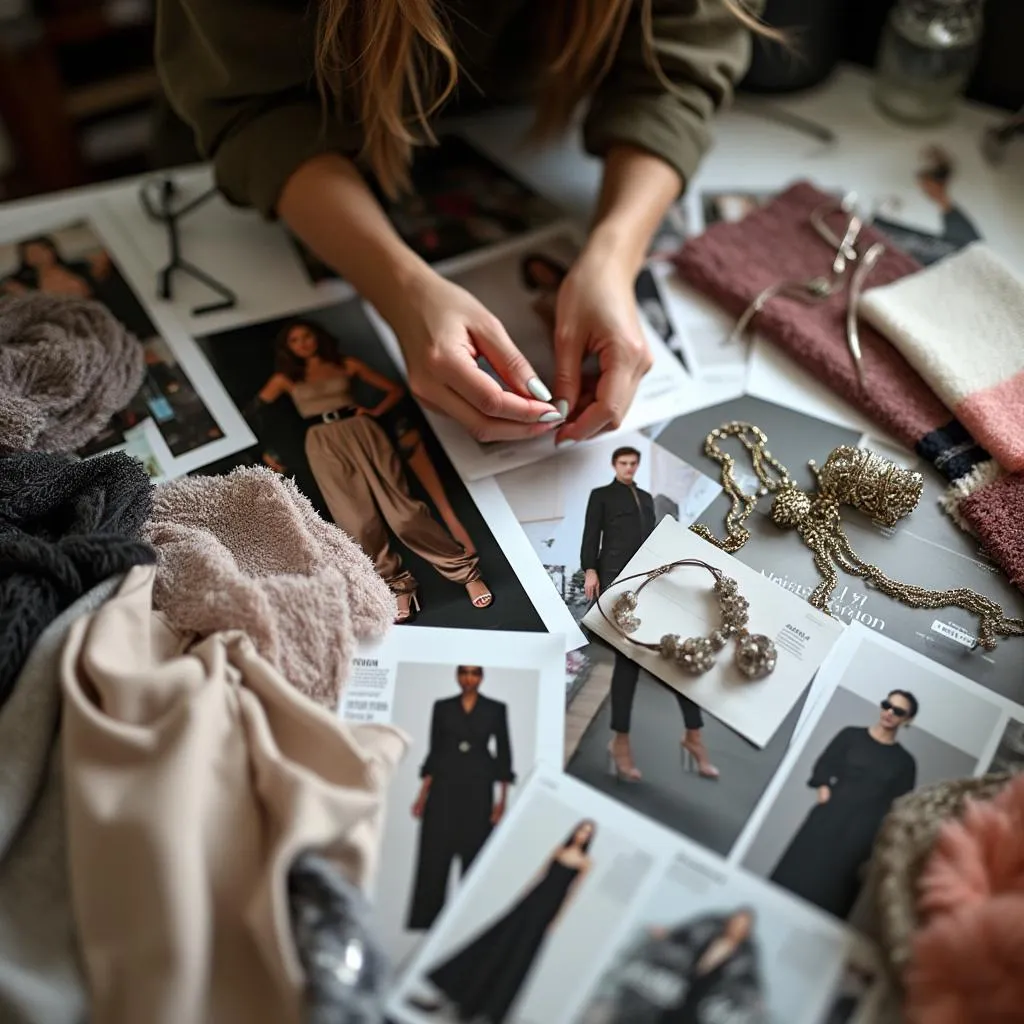Manos creando un moodboard de estilo personal
