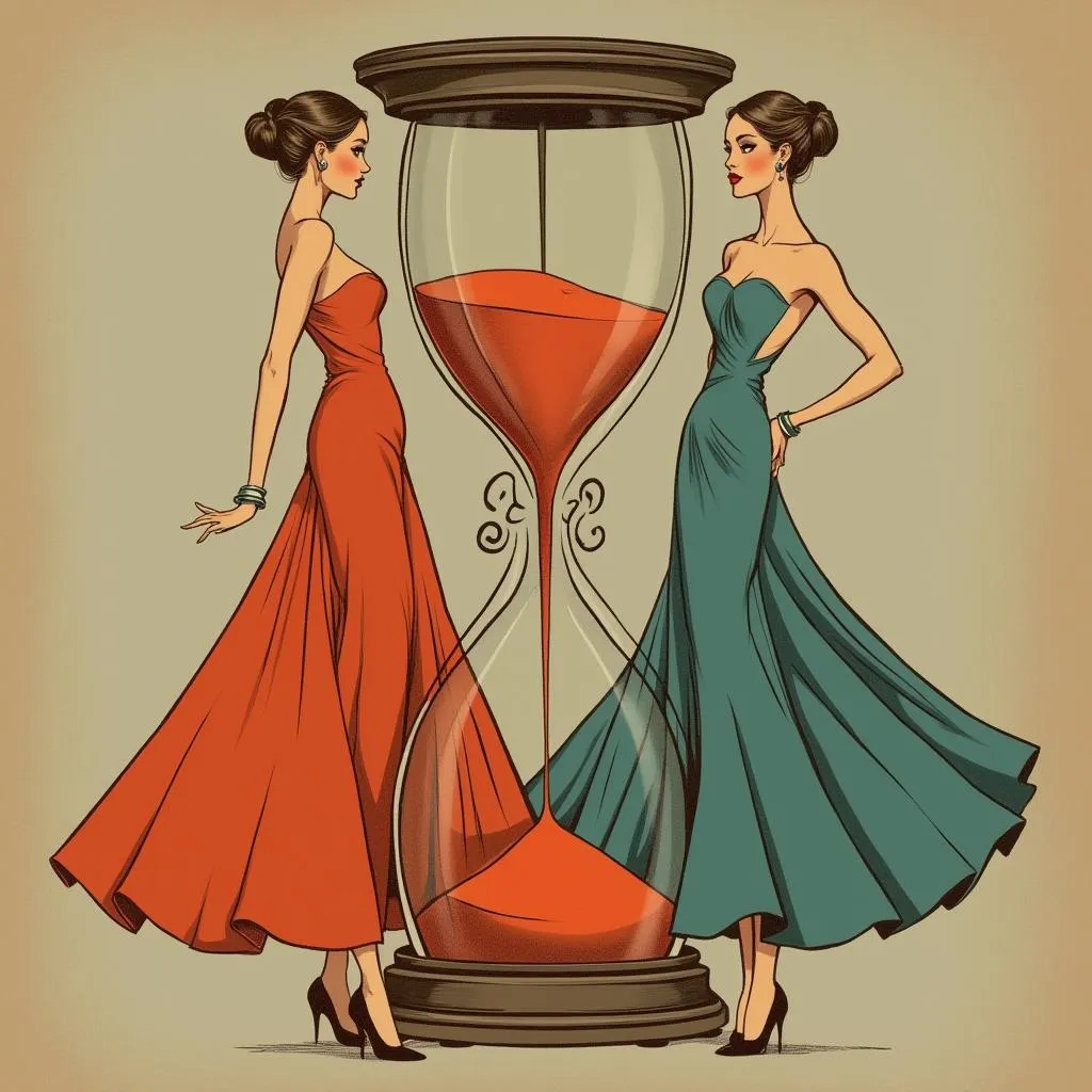 Ilustración de moda para cuerpo tipo reloj de arena